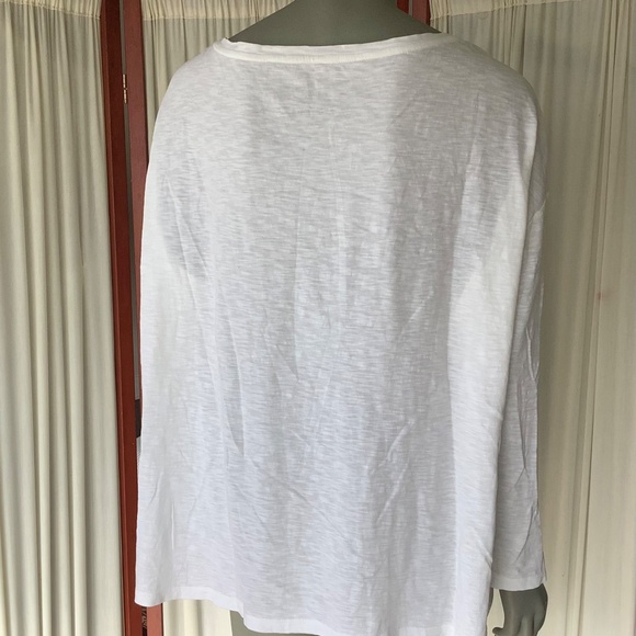 Talbots Womans Cotton Top With Beaded Pineapple Long Sleeved Size 2X - Picture 4 of 6